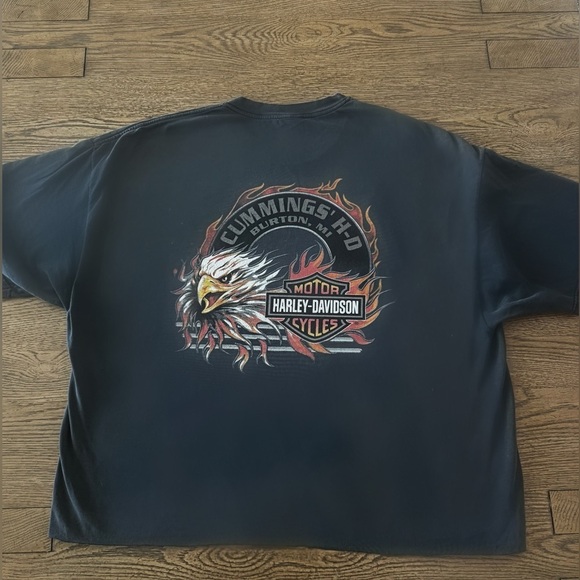 Harley-Davidson Other - Vintage Harley-Davidson Flame Eagle Print H-D Burton, MI Cropped boxy Fit 3XL